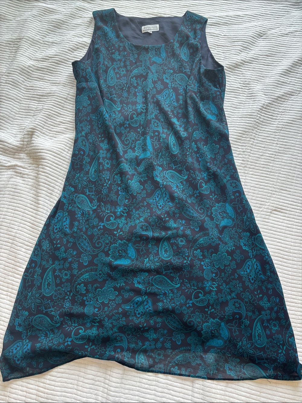 Studio 1 Vintage Teal Paisley Midi Slip Dress 20WP